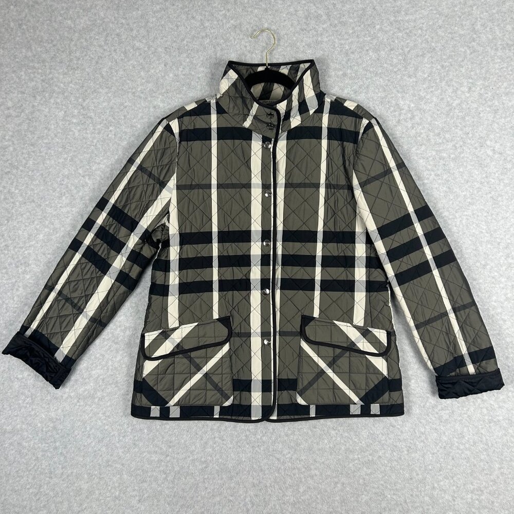 BURBERRY | womens quilted jacket Size M Nova Check Black Gray Classic London